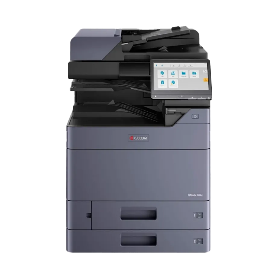 A close-up of the control panel and scanner on the Kyocera ECOSYS MA4500ifx. This view highlights the multi-function capabilities of this quality all in one office printer and best printer for small business.