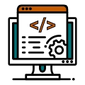 A stylized icon representing custom software development and programming for Elevate Technology.