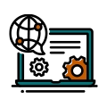 A simple line art icon representing Software as a Service (SaaS) for Elevate Technology. 