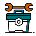 A line-art icon representing technical support and tools for Elevate Technology. 