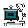 A stylized icon representing an IT workstation for Elevate Technology.