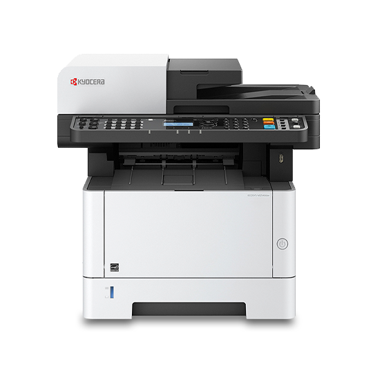 A professional product image of the Kyocera ECOSYS MA4500ifx. This all in one office printer and best printer for small business features a 7-inch color touchscreen and robust multi-function capabilities.