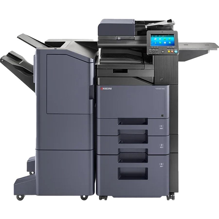  A professional front-angle view of a Kyocera all in one office printer. This top rated home office printer and best printer for small business
