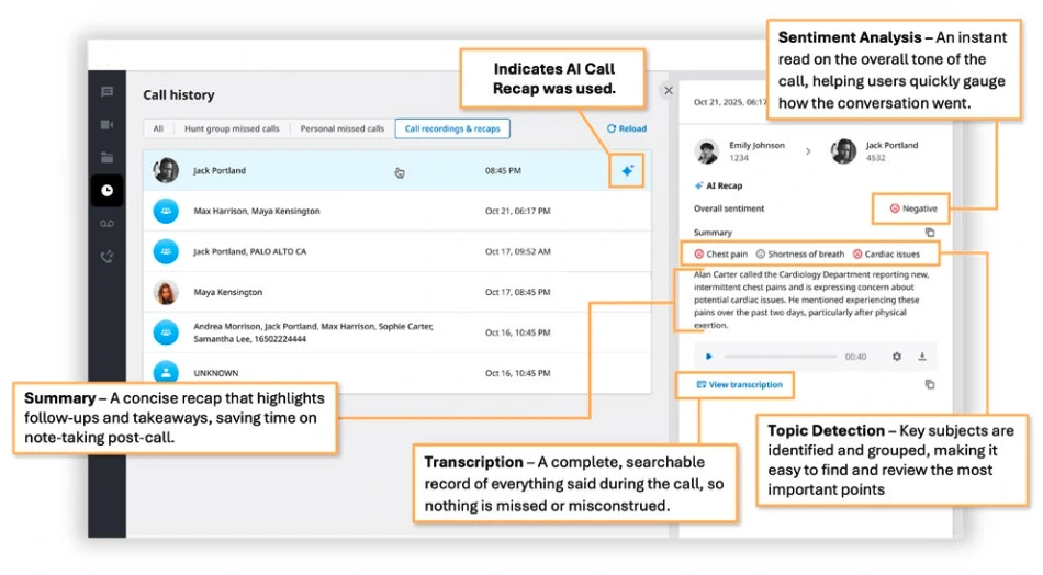 AI Call Recap automatically processes call recordings to generate summaries and action items instantly after each business call.