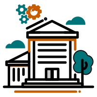 An icon of a gear inside a cloud with circuit board connections, representing cloud-based managed IT services.