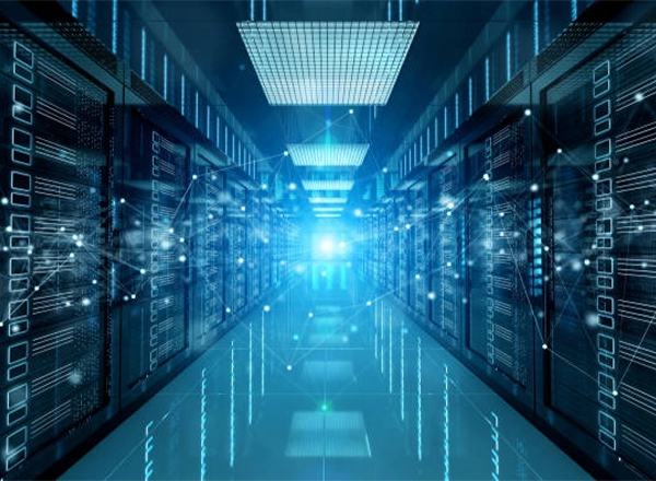 An illustration of a server room, symbolizing a data center and IT infrastructure.