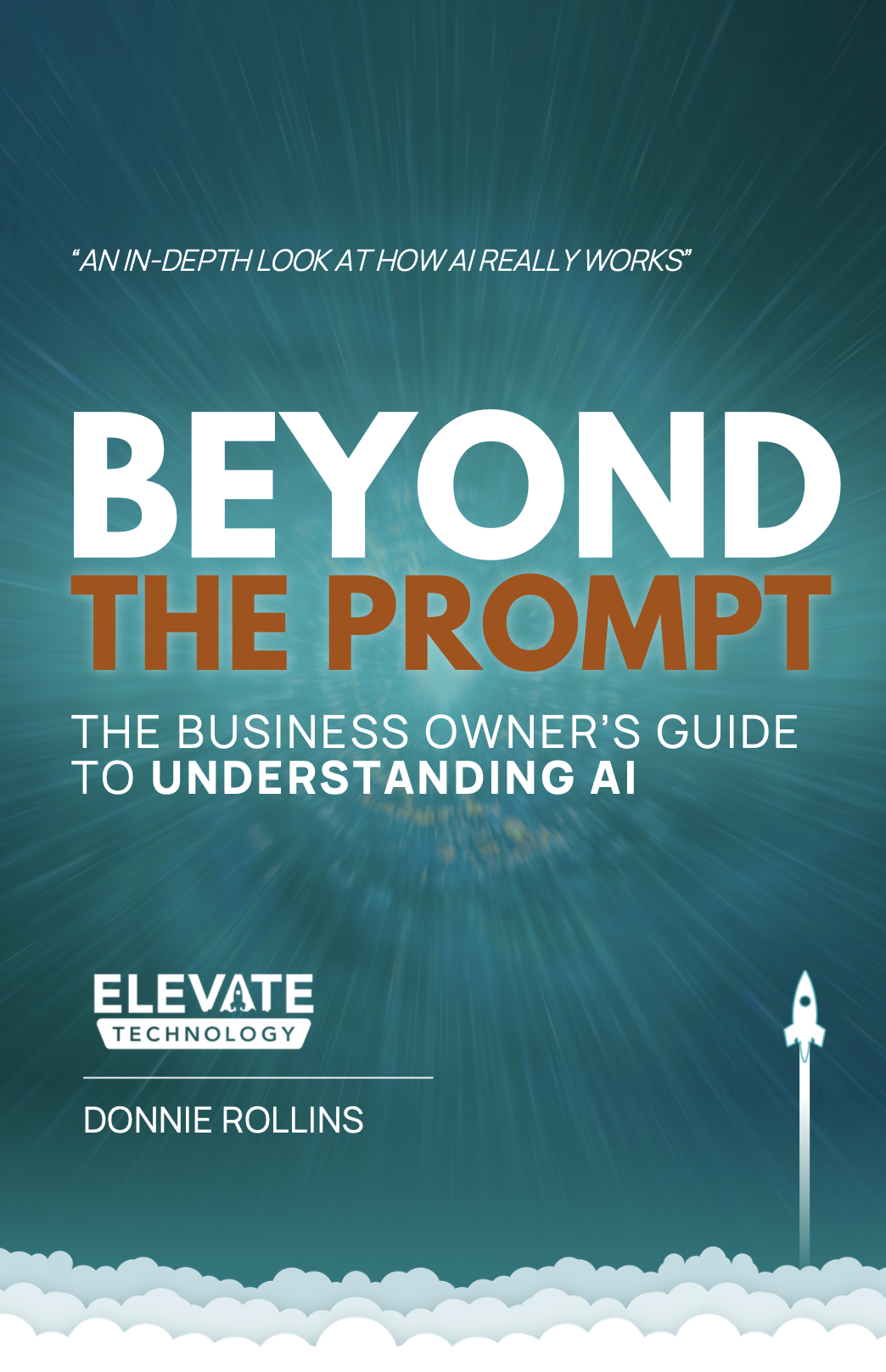 Elevation Technology's free guide: 'Cybersecurity Essentials for Business Owners'. Features a padlock icon and server racks.