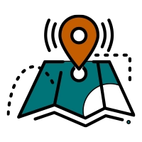 An icon of a folded map with a location pin on it, representing Elevate Technology's services for multi-site businesses and its ability to provide communication solutions across different locations.