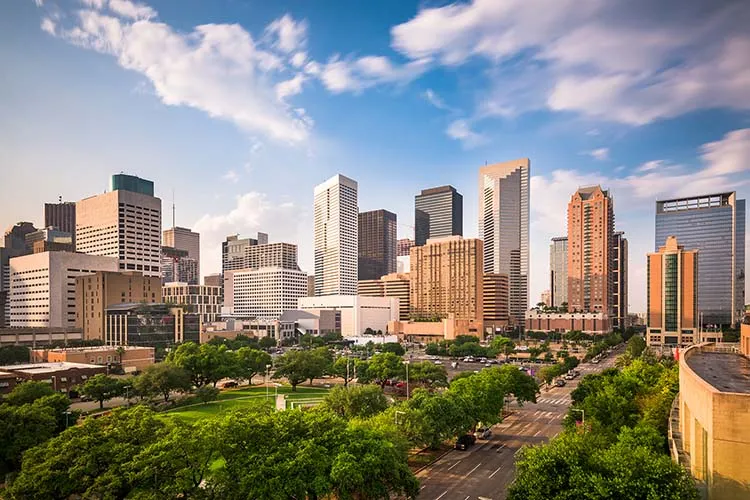 Downtown Houston skyline representing Elevate Technology’s local managed IT services and IT support for businesses in Houston, Texas.