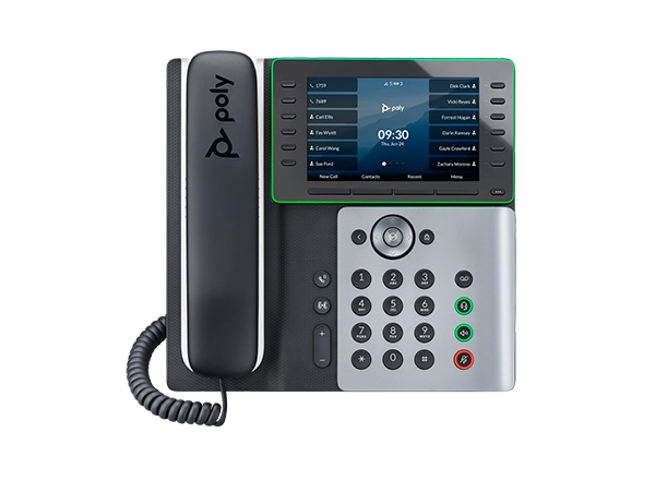 Polycom E550 IP Phone featuring Elevate Technology, a color touchscreen, and modern design for high-performance business communication.