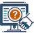  Icon for Elevation Technology's Remote Support Session feature. It shows a desktop monitor displaying a question mark icon, with a hand holding a magnifying glass hovering over the screen.