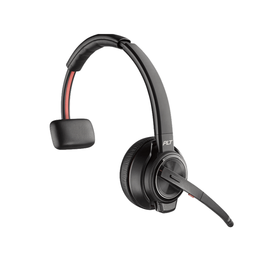 Elevate Technology Plantronics Savi 8210 wireless mono headset with a black earcup, over-the-head band, and adjustable boom microphone.