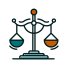 Mobile-friendly icon of the scales of justice, representing secure cloud hosting, business email, and cloud email IT solutions for law firms by Elevation Technology.