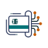 Mobile icon of a credit card with a microchip and circuit board, representing secure cloud hosting, business email, and cloud email for finance by Elevation Technology.