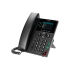 Elevate Technology black Polycom VVX 250 VoIP desk phone with a dark screen, number pad, and coiled handset.