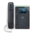 Polycom E100 VoIP desk phone featuring a 2.8-inch color IPS LCD, Dual GigE Ethernet ports with PoE, and integrated Microban® antimicrobial protection.