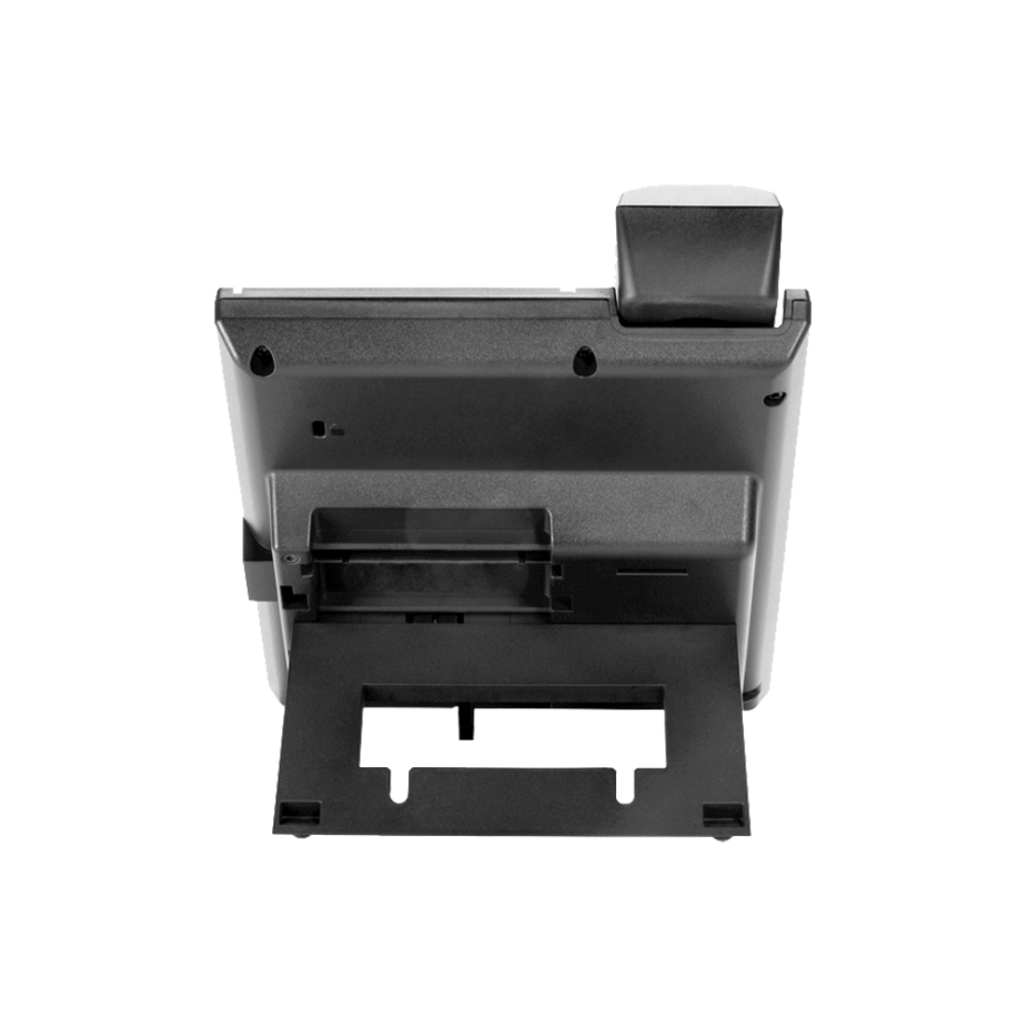 Elevate Technology back view of the black Polycom VVX 250 desk phone showing the base and stand attachment.
