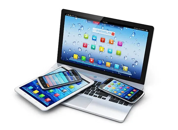 "A clean stock photo representing mobile device management and multi-platform support across smartphones and tablets, integrated with cloud hosting, business email, and cloud email by Elevation Technology.