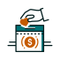 Mobile-friendly icon of a hand placing a heart into a donation box, representing efficient cloud hosting, business email, and cloud email for non-profits by Elevation Technology.