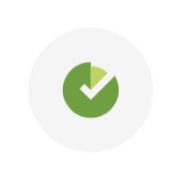 Icon of a pie chart with a green checkmark, symbolizing increased reliability and uptime—a key benefit of the hosted PBX solutions offered by Elevate Technology.