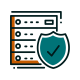 Mobile-friendly icon of protected servers and data security, representing secure cloud hosting, business email, and cloud email solutions by Elevation Technology.