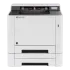 Top-rated Kyocera ECOSYS printer, model P2040dw, with a paper tray and control panel on top. The printer is shown from a front-facing angle.A white Kyocera ECOSYS printer, model P2040dw, with a paper tray and control panel on top. The printer is shown from a front-facing angle.