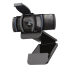 Elevate Technology black Logitech C920S HD Pro Webcam with its lens cover open, mounted on its stand.