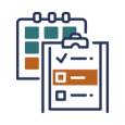 A line-art icon representing project management and scheduling for Elevate Technology.
