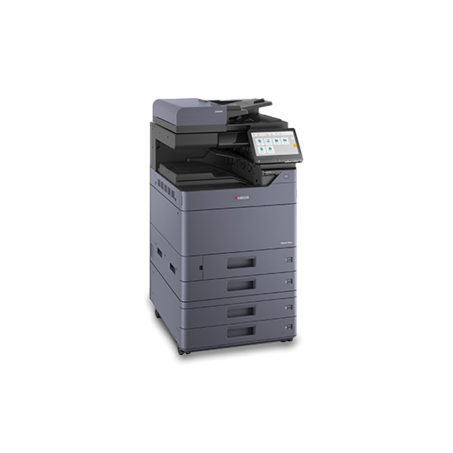 A front-facing view of the Kyocera TASKalfa 2554ci printer, a professional multi-function device with multiple paper trays.