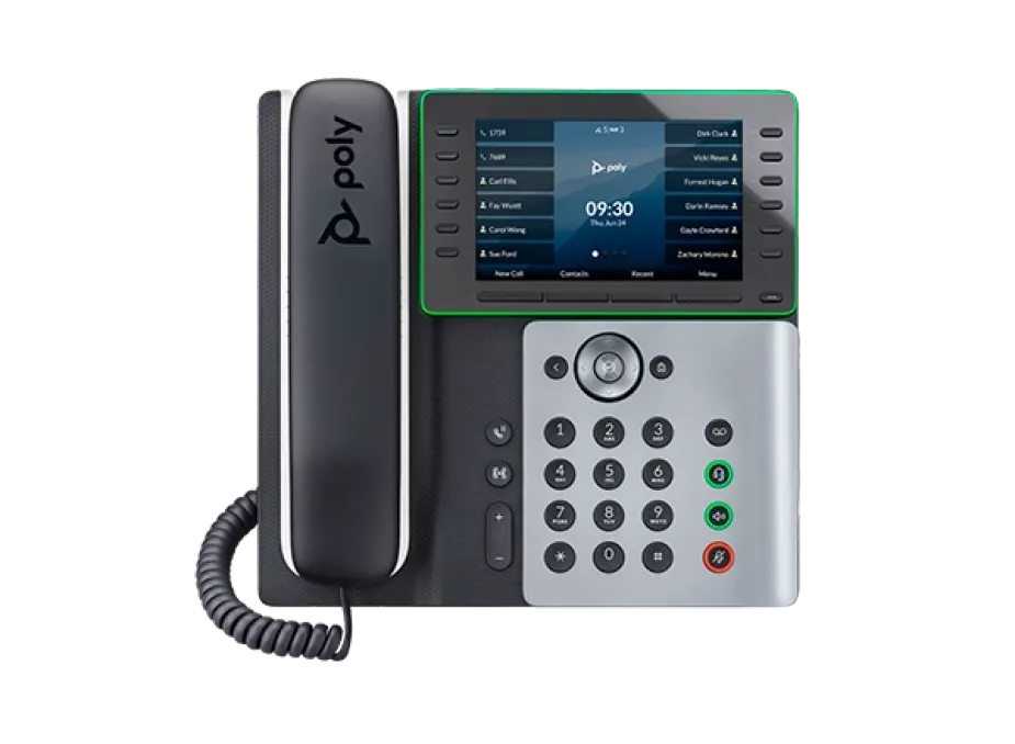 Polycom E550 IP Phone featuring Elevate Technology, a color touchscreen, and modern design for high-performance business communication.